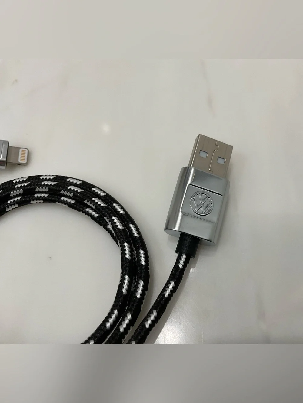 VW USB-A to LIGHTNING Braided Charging Cable - 29” long BLACK - R59